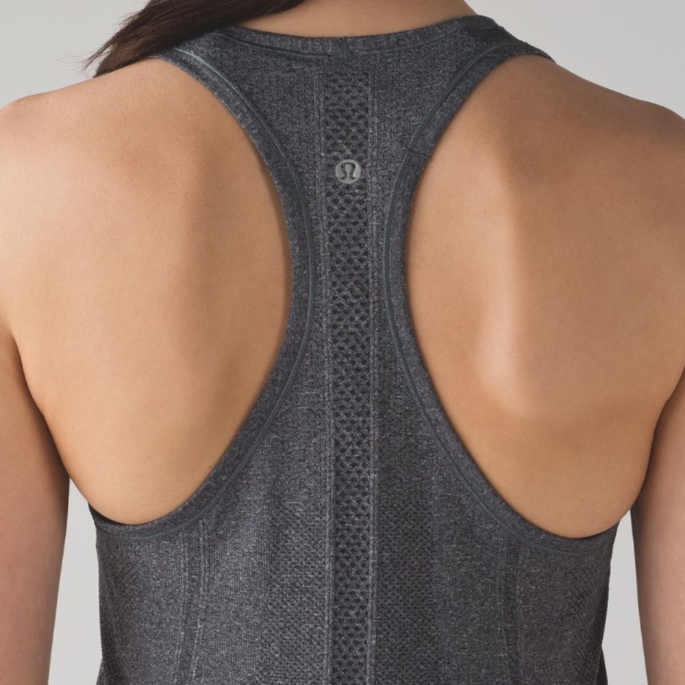 Lululemon Run Swiftly Tech Tank Top High Neck Heathered Black Gray 4 Racerback - Picture 7 of 12